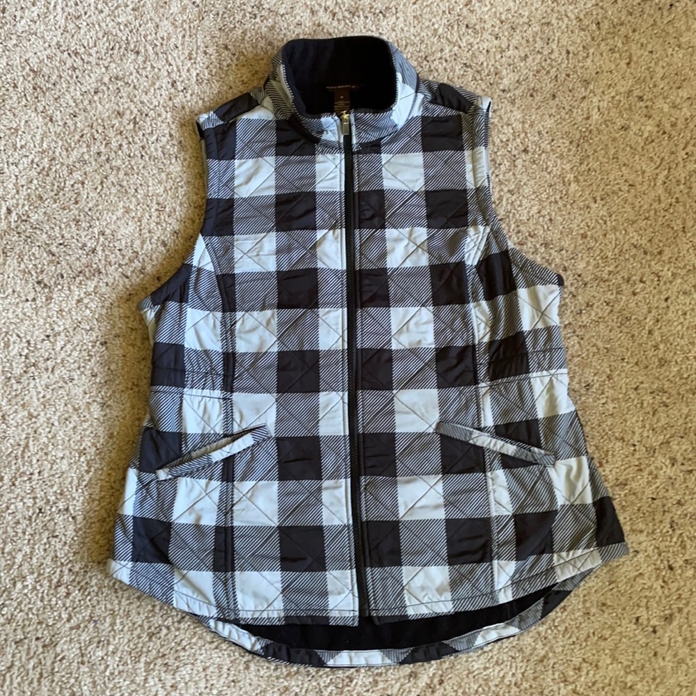 Bit & Bridle Ladies M Vest, black & white checker.